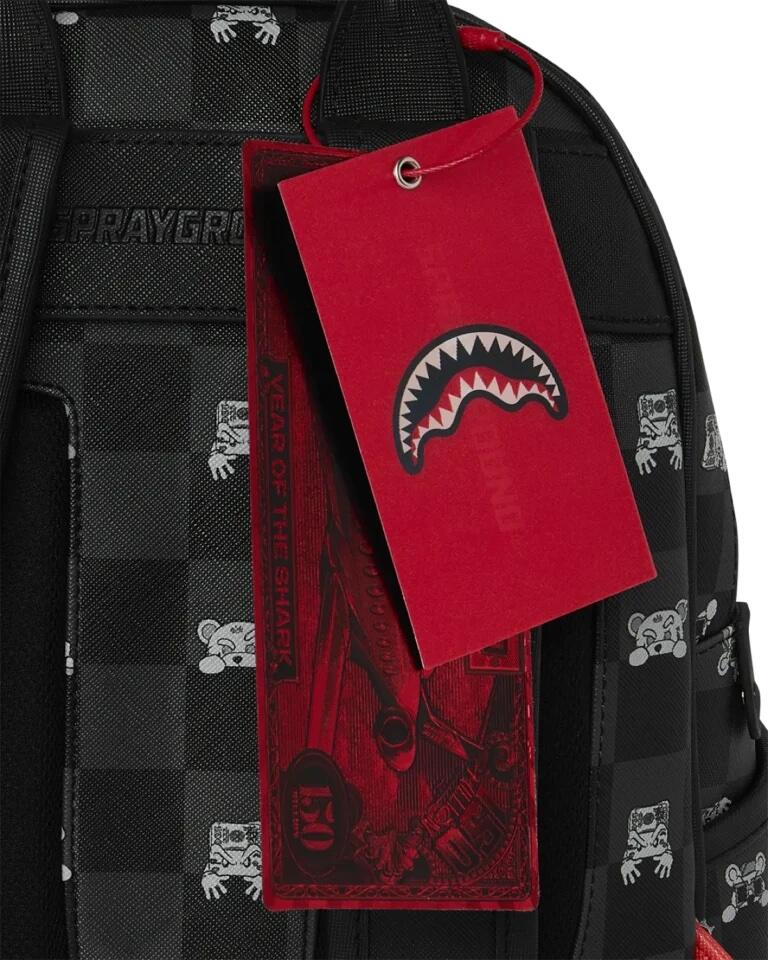Sprayground Gray Peeking Character Check Savage Backpack