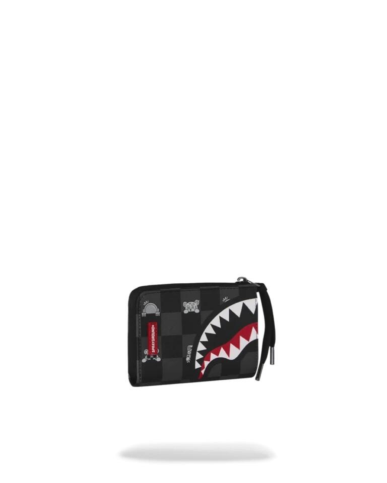Sprayground Gray Peeking Character Check Wallet