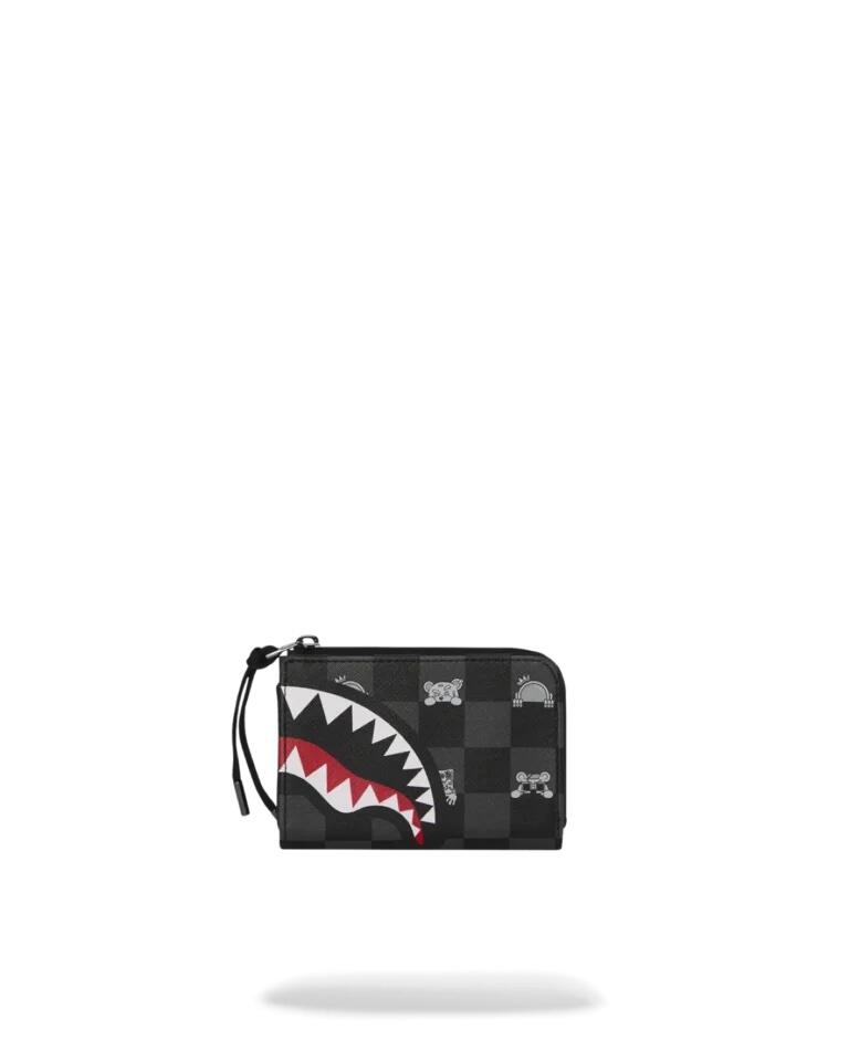 Sprayground Gray Peeking Character Check Wallet