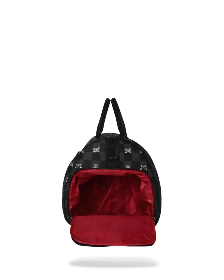 Sprayground Gray Peeking Character Check Duffle