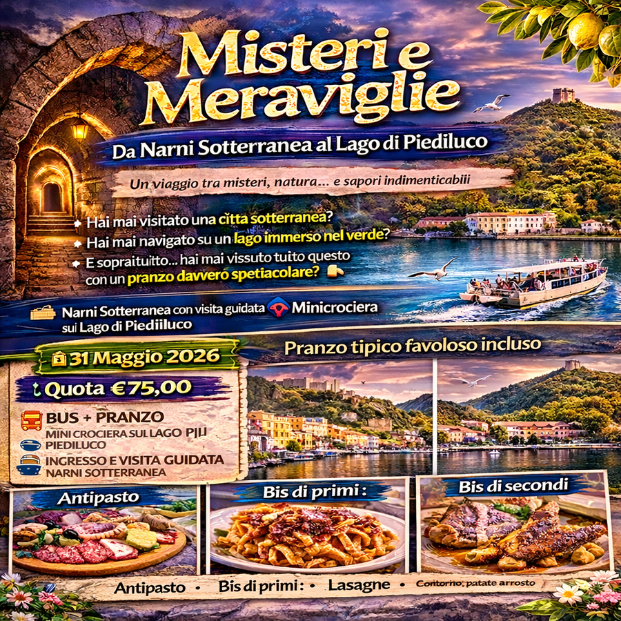 31 MAGGIO 2026 NARNI E LAGO DI PIEDILUCO