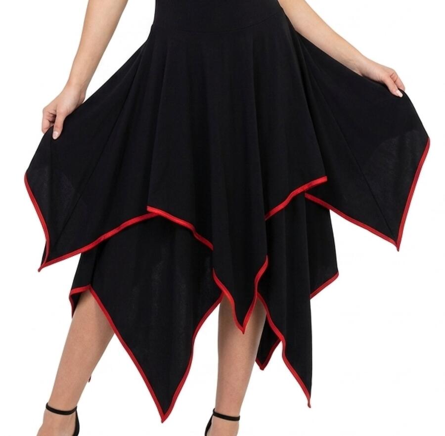 BACK-LACE-OUT DRESS AND FINAL SHEETS IN ELASTIC SWEATER WITH RED BORDINS 4-0104