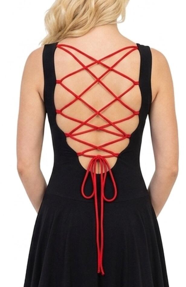 BACK-LACE-OUT DRESS AND FINAL SHEETS IN ELASTIC SWEATER WITH RED BORDINS 4-0104
