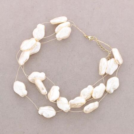 Collana Intrecciata con Perline Finitura Perla