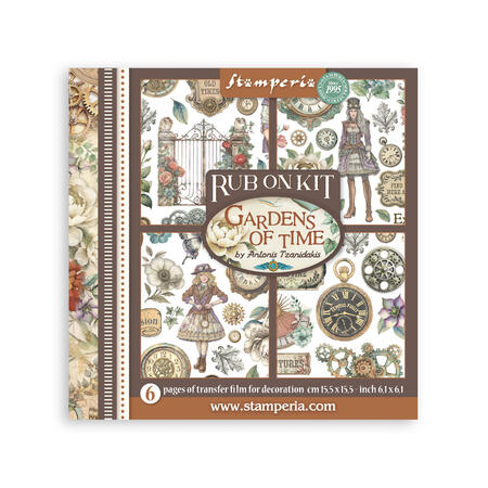 Rub on kit Gardens of Time 6 pagine