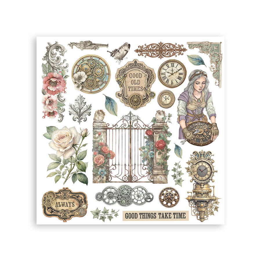 Rub on kit Gardens of Time 6 pagine