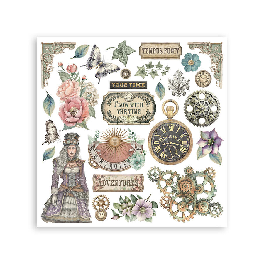 Rub on kit Gardens of Time 6 pagine