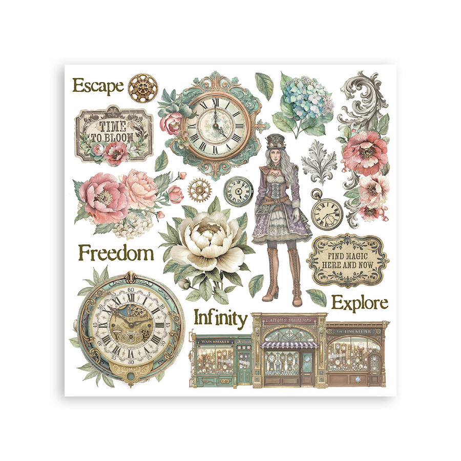 Rub on kit Gardens of Time 6 pagine