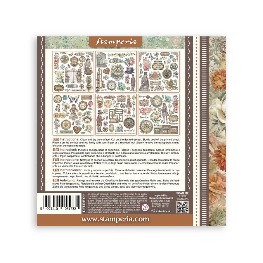 Rub on kit Gardens of Time 6 pagine