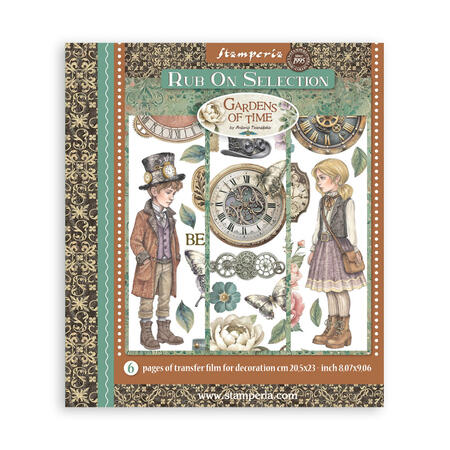 Rub on selection cm 20,5 x 23  Gardens of Time 6 pagine