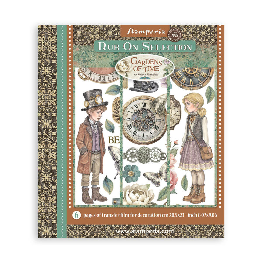 Rub on selection cm 20,5 x 23  Gardens of Time 6 pagine