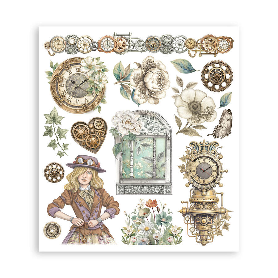 Rub on selection cm 20,5 x 23  Gardens of Time 6 pagine