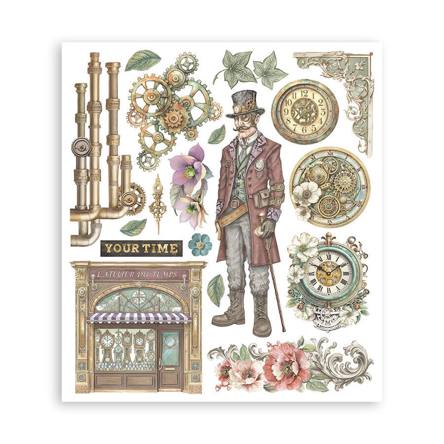 Rub on selection cm 20,5 x 23  Gardens of Time 6 pagine