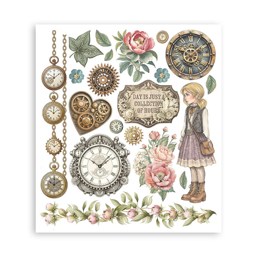 Rub on selection cm 20,5 x 23  Gardens of Time 6 pagine