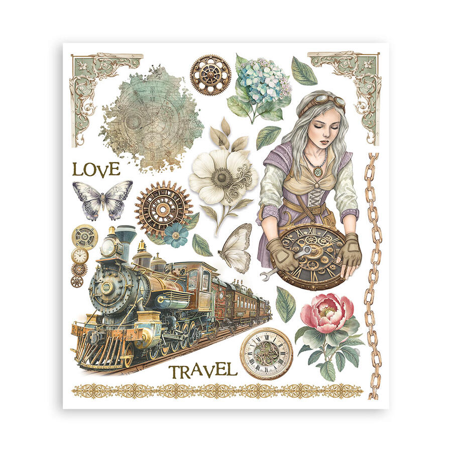 Rub on selection cm 20,5 x 23  Gardens of Time 6 pagine