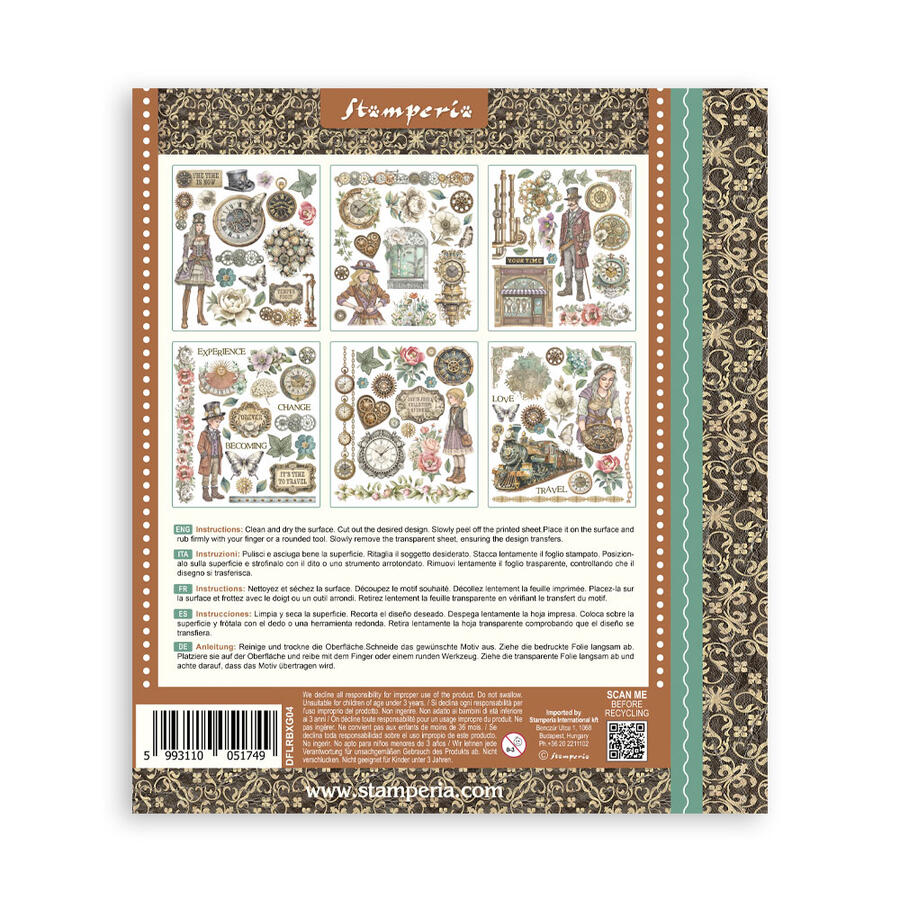 Rub on selection cm 20,5 x 23  Gardens of Time 6 pagine