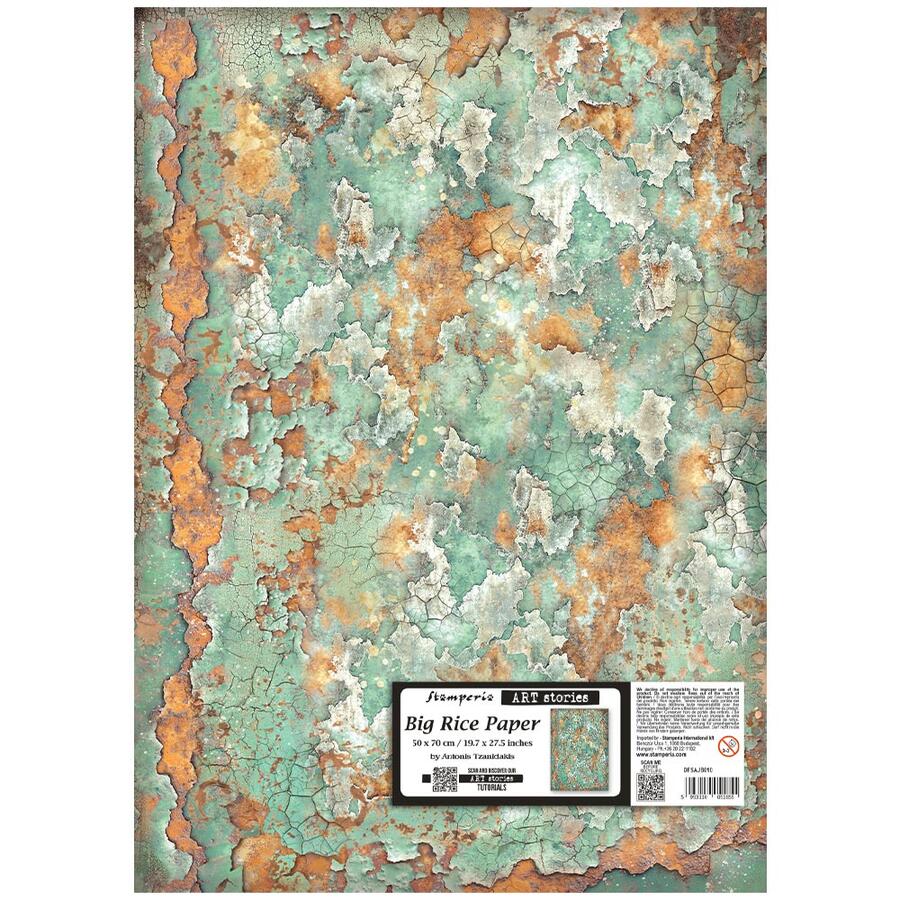 Big Rice paper cm 50 x 70 Gardens of Time fondo patina
