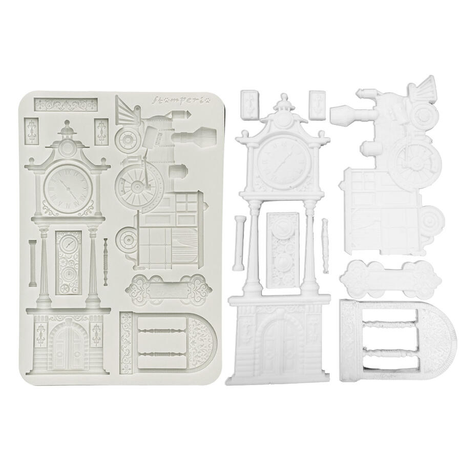 Stampo in silicone A5 Gardens of Time treno e pendolo