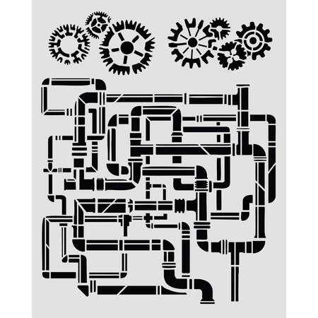 Stencil spesso 20 x 25 cm Gardens of Time tubi