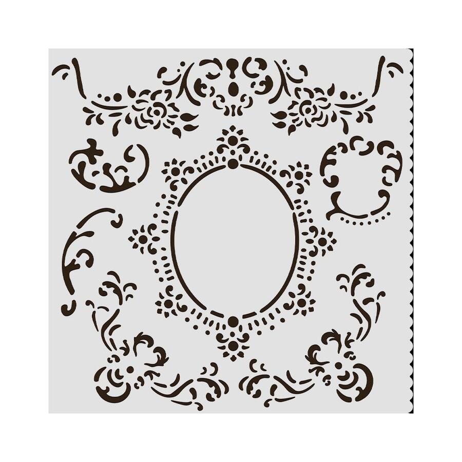 Stencil spesso 18 x 18 cm House of Roses bordure e cornice