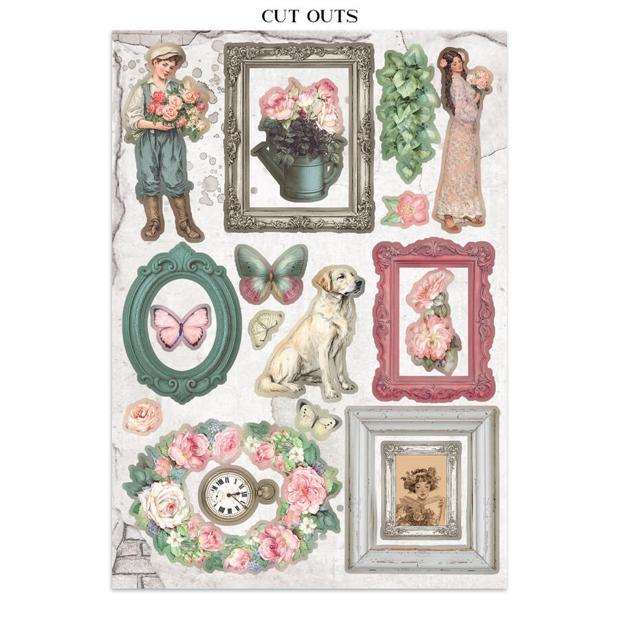 Junk Journal stickers, cut-outs, backgrounds House of Roses