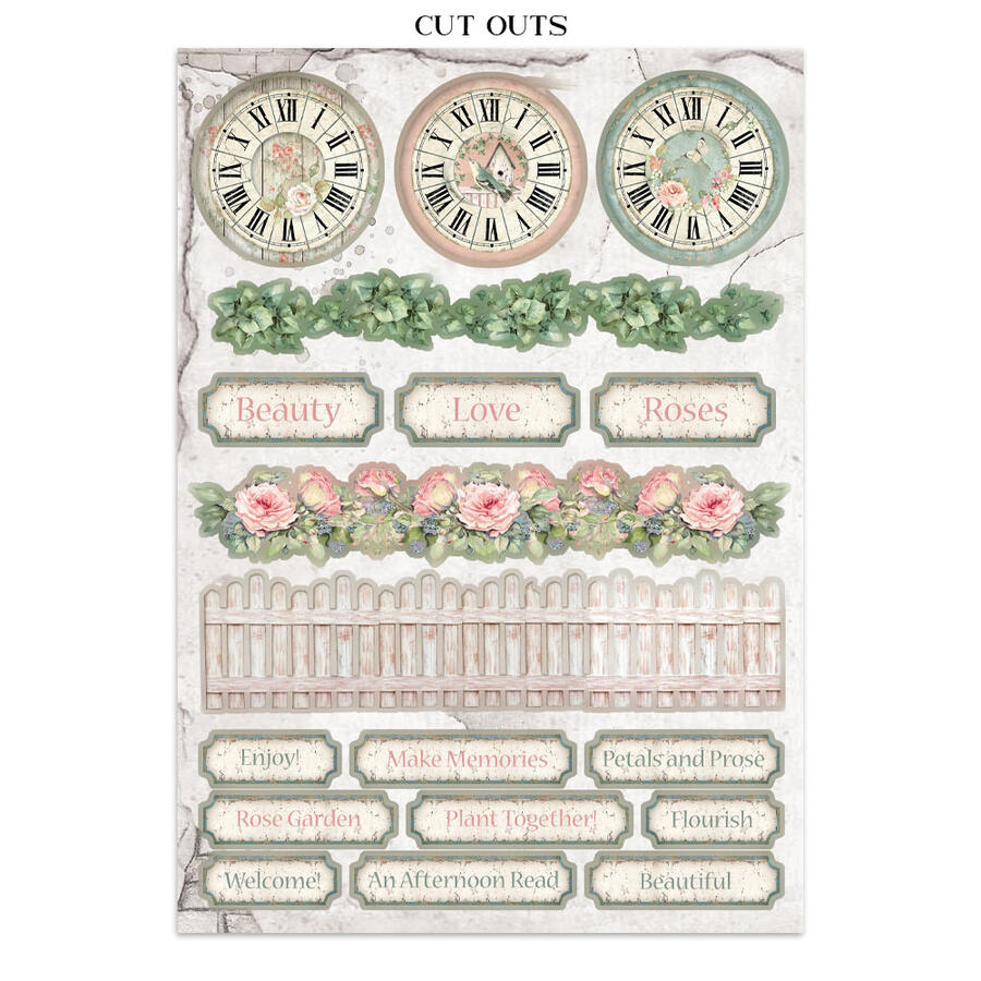 Junk Journal stickers, cut-outs, backgrounds House of Roses