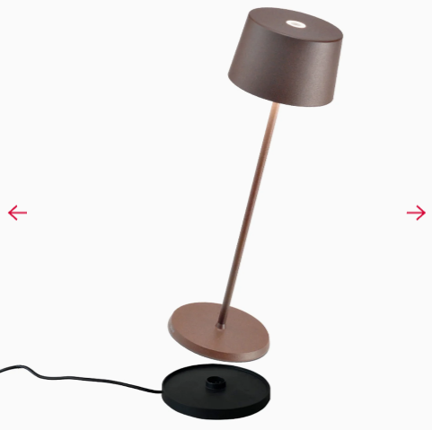 Lampada Ricaricabile da Tavolo Olivia Colore Corten di Zafferano