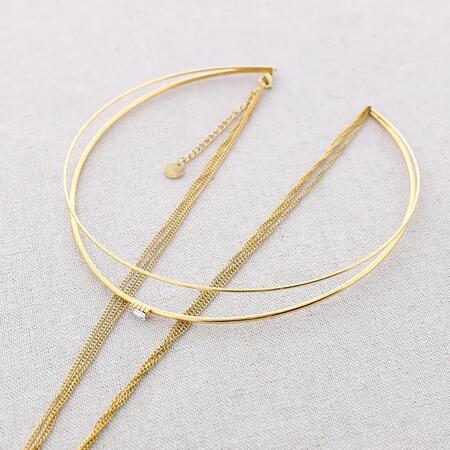 Collana choker con catena e cinturini in acciaio