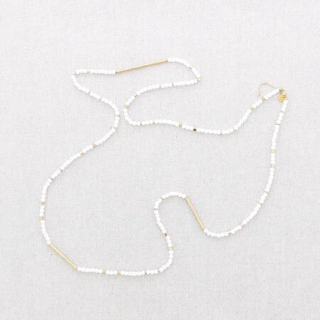 Collana lunga Tubitos con pietre BIANCHE e accenti in acciaio