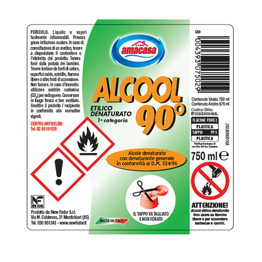 ALCOOL ETILICO 90° DENATURATO 750ml