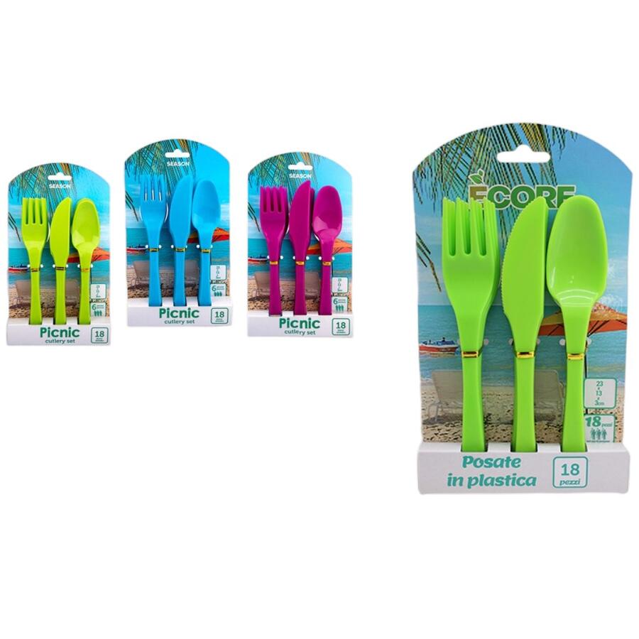 INTRADE POSATE IN PLASTICA SET 18 PEZZI (Confezione da 12 pezzi) 