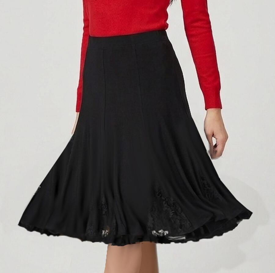 SKIRT IN MEDIAN TACTEL WITH LACE INSERTS LENGTH THE KNEE 2-0024