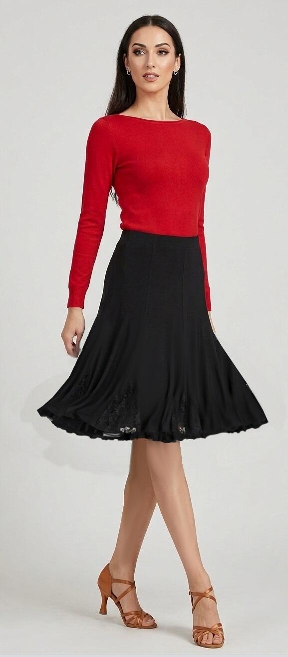 SKIRT IN MEDIAN TACTEL WITH LACE INSERTS LENGTH THE KNEE 2-0024