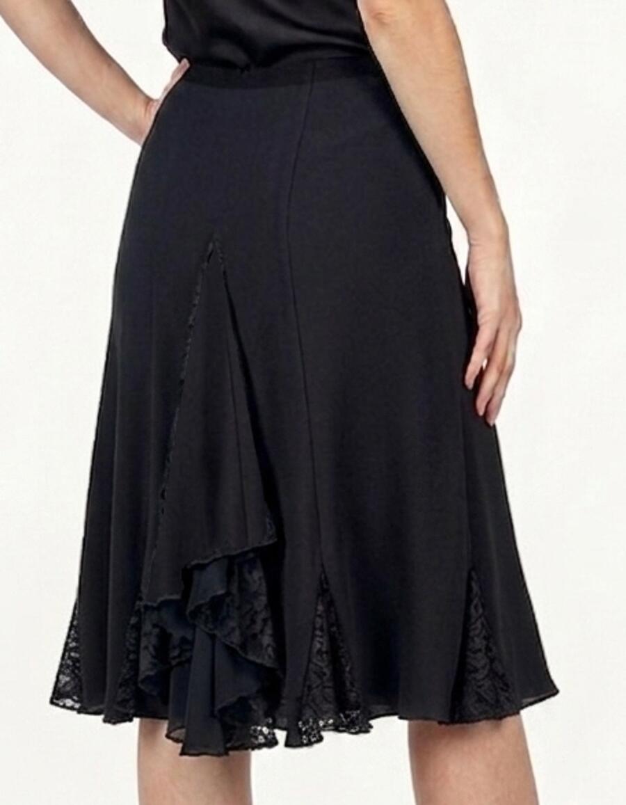 SKIRT IN MEDIAN TACTEL WITH LACE INSERTS LENGTH THE KNEE WHIT RUCHES 2-0027
