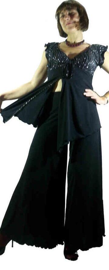 PANTS WOMAN IN WIDE FUND hem with side vents 1-0009