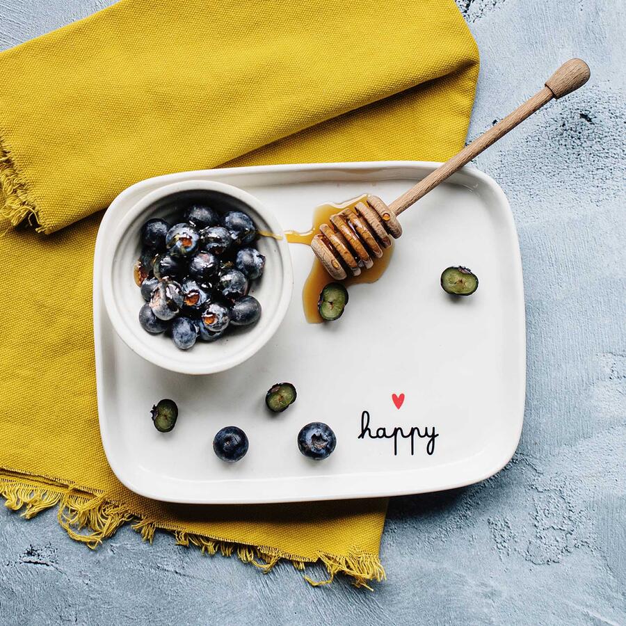 Simply Day - Piatto Rettangolare Happy in Gres | 20x15,5 cm