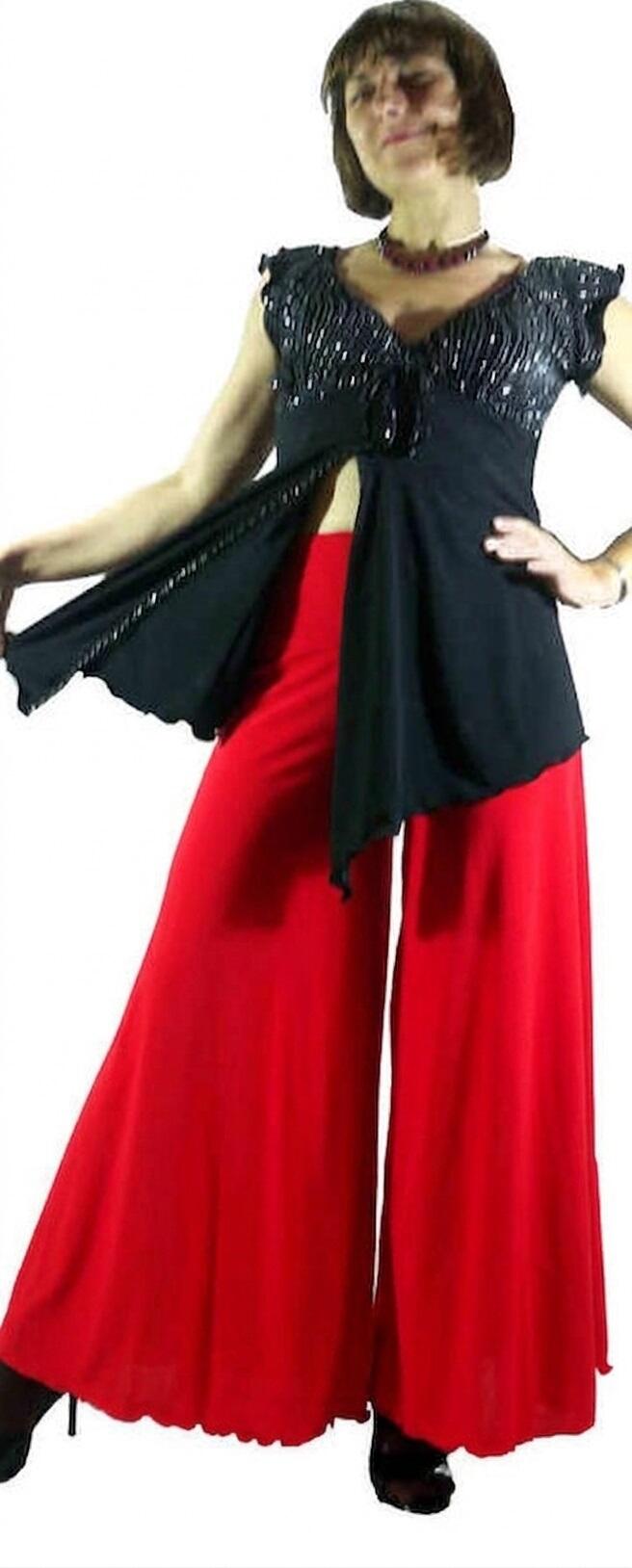 PANTS WOMAN IN WIDE FUND hem with side vents 1-0009