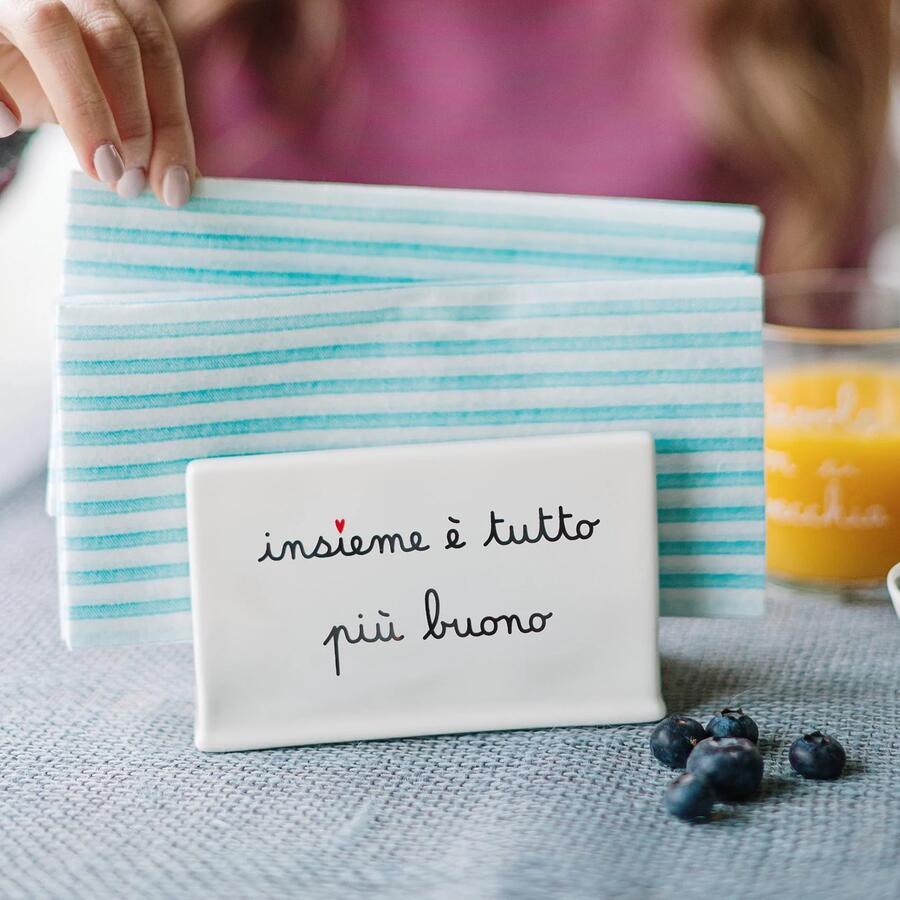 Simple Day - Portatovaglioli Insieme è tutto più buono in Grès | 12,8x13,2 cm