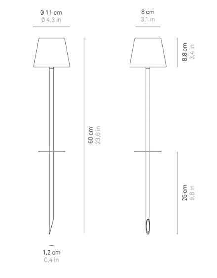 Lampada Ricaricabile Poldina Picchetto Ricaricabile Colore Bianco di Zafferano