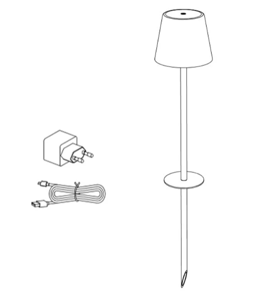 Lampada Ricaricabile Poldina Picchetto Ricaricabile Colore Corten di Zafferano