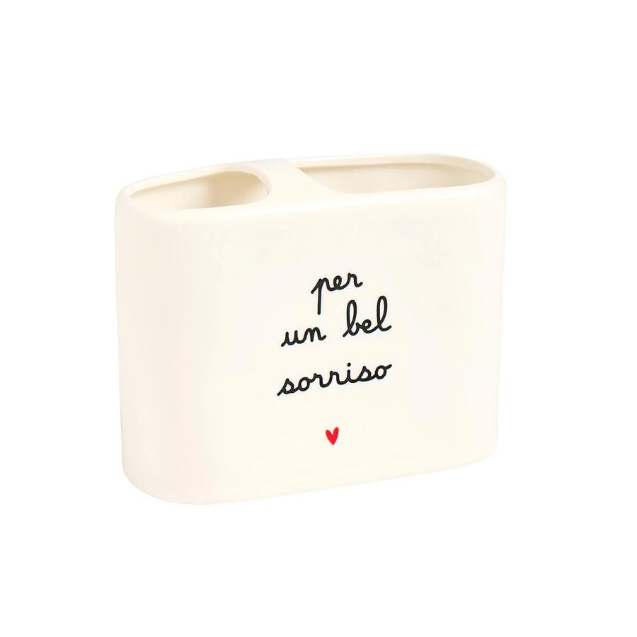 Simply Day - Portaspazzolini in Gres "Per un bel sorriso" | Doppio Scomparto