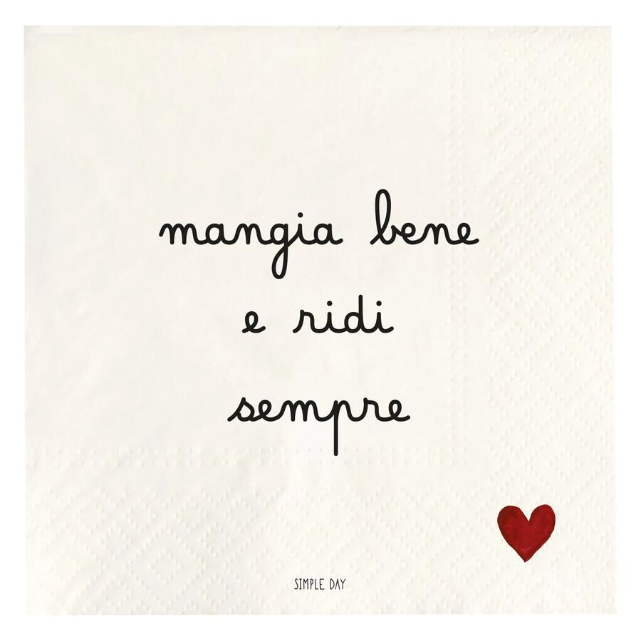 Simply Day - Set 20 Tovaglioli in Carta "Mangia bene e ridi sempre"