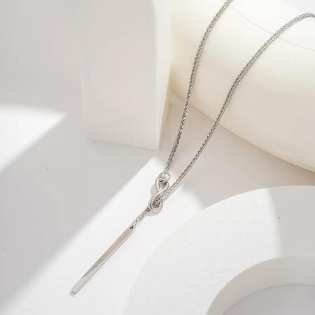 Collana Infinito Pendente Acciaio Inossidabile Elegante SILVER
