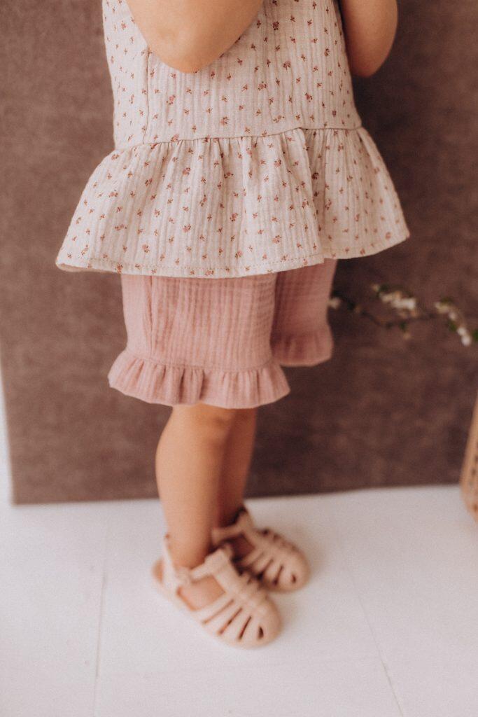 Pantaloncini in mussola 100% cotone biologico GOTS 