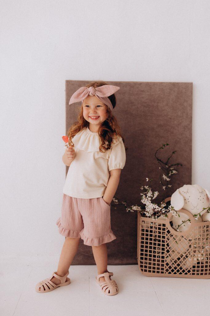 Pantaloncini in mussola 100% cotone biologico GOTS 