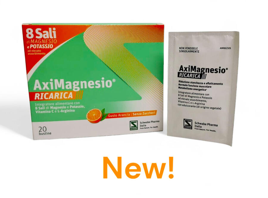 AXIMAGNESIO RICARICA  - 8 Sali di Magnesio e Potassio. Vit. C e L-Arginina