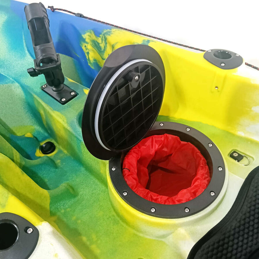 Kayak canoa biposto da pesca e turismo SKF Dolphin - 370 cm - 31 kg Blu - Bianco - Giallo