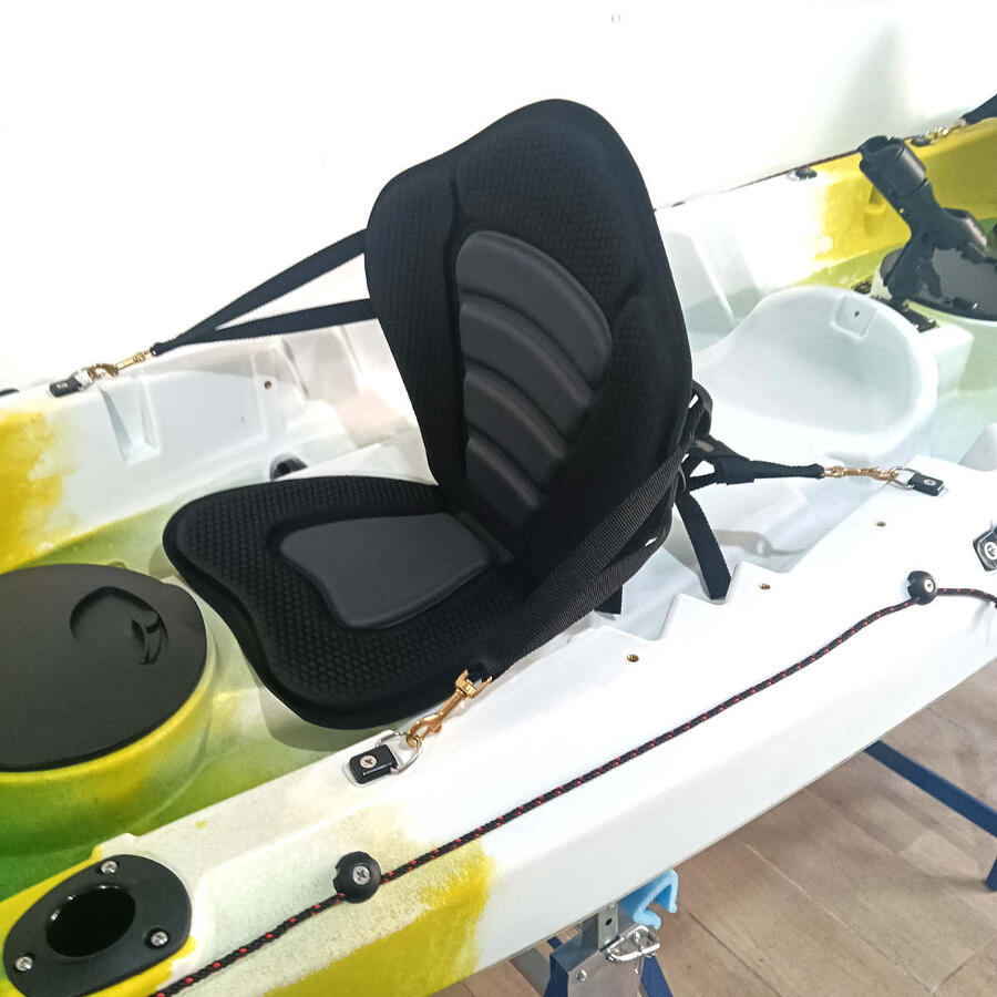 Kayak canoa biposto da pesca e turismo SKF Dolphin - 370 cm - 31 kg Blu - Bianco - Giallo