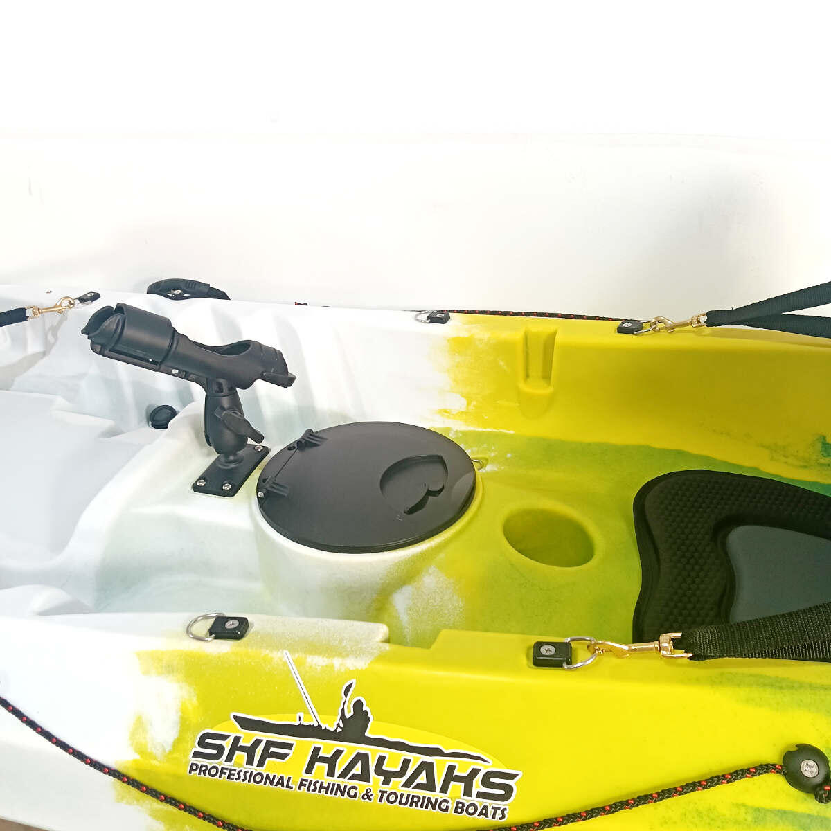 Kayak canoa biposto da pesca e turismo SKF Dolphin - 370 cm - 31 kg Blu - Bianco - Giallo
