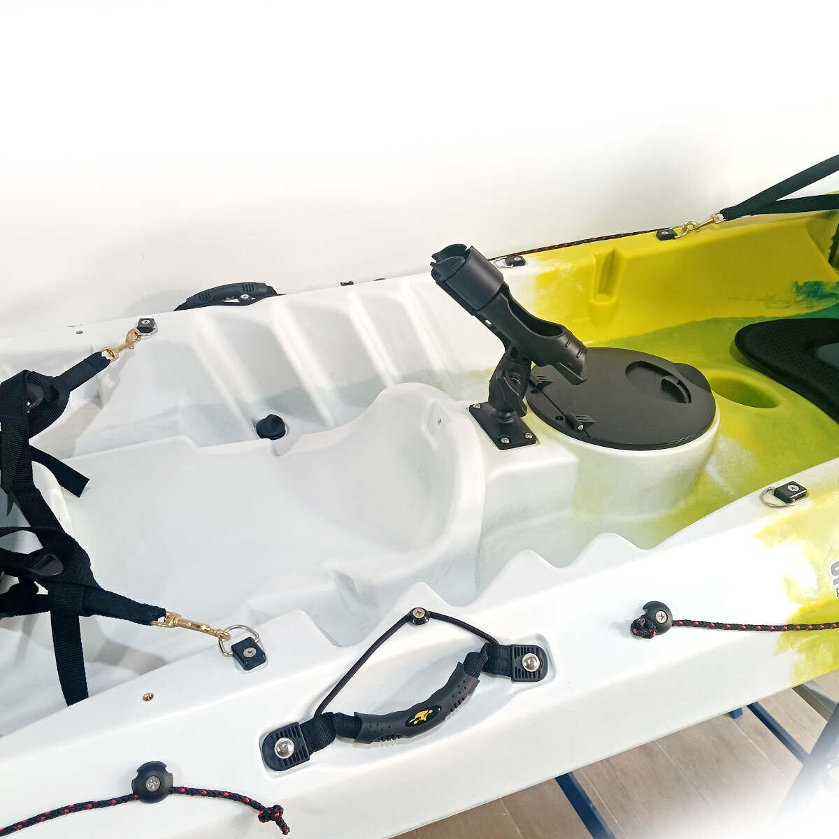 Kayak canoa biposto da pesca e turismo SKF Dolphin - 370 cm - 31 kg Blu - Bianco - Giallo